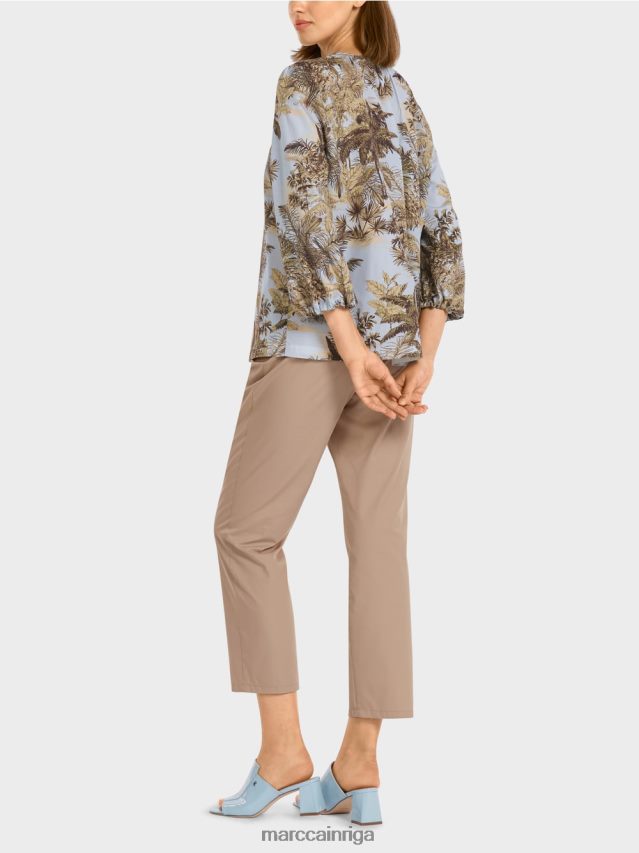 apģērbs gaiši pūderzils VRBHXD965 Marc Cain blūzes stila tops ar plaukstas motīvu