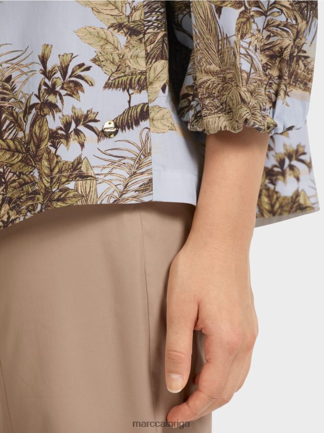 apģērbs gaiši pūderzils VRBHXD965 Marc Cain blūzes stila tops ar plaukstas motīvu