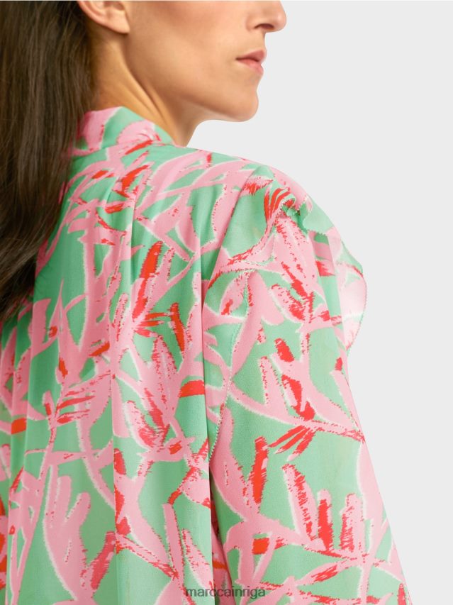 apģērbs gaišs skuķis VRBHXD972 Marc Cain volānveida blūze ar ziedu apdruku