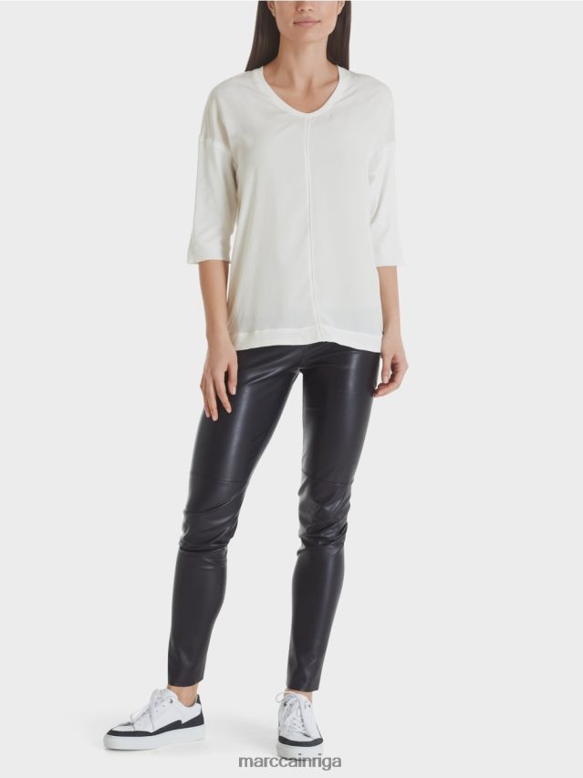 apģērbs gandrīz balts VRBHXD1030 Marc Cain Blūzes krekls no materiālu maisījuma