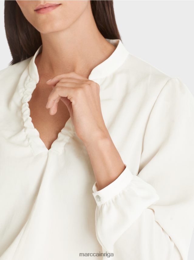 apģērbs gandrīz balts VRBHXD862 Marc Cain blūze ar sievišķīgām detaļām