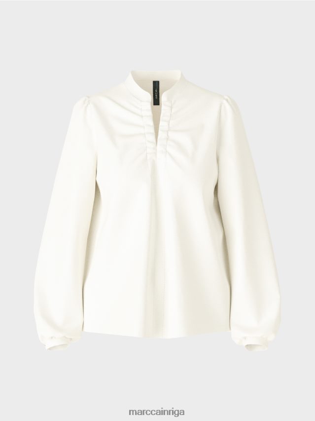 apģērbs gandrīz balts VRBHXD862 Marc Cain blūze ar sievišķīgām detaļām