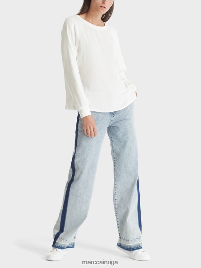 apģērbs gandrīz balts VRBHXD872 Marc Cain raglāna blūze ar materiālu maisījumu