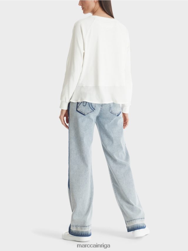 apģērbs gandrīz balts VRBHXD872 Marc Cain raglāna blūze ar materiālu maisījumu