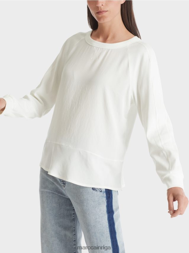 apģērbs gandrīz balts VRBHXD872 Marc Cain raglāna blūze ar materiālu maisījumu