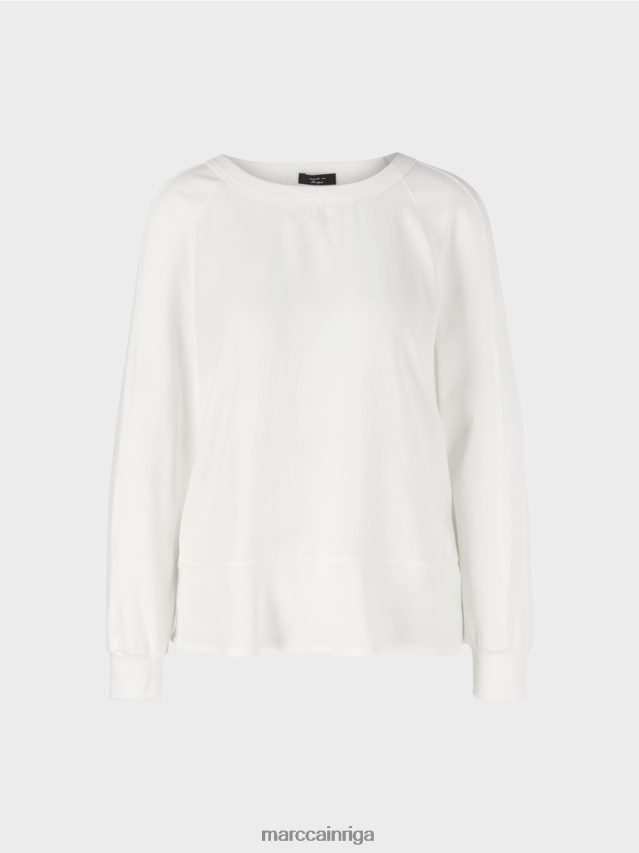 apģērbs gandrīz balts VRBHXD872 Marc Cain raglāna blūze ar materiālu maisījumu