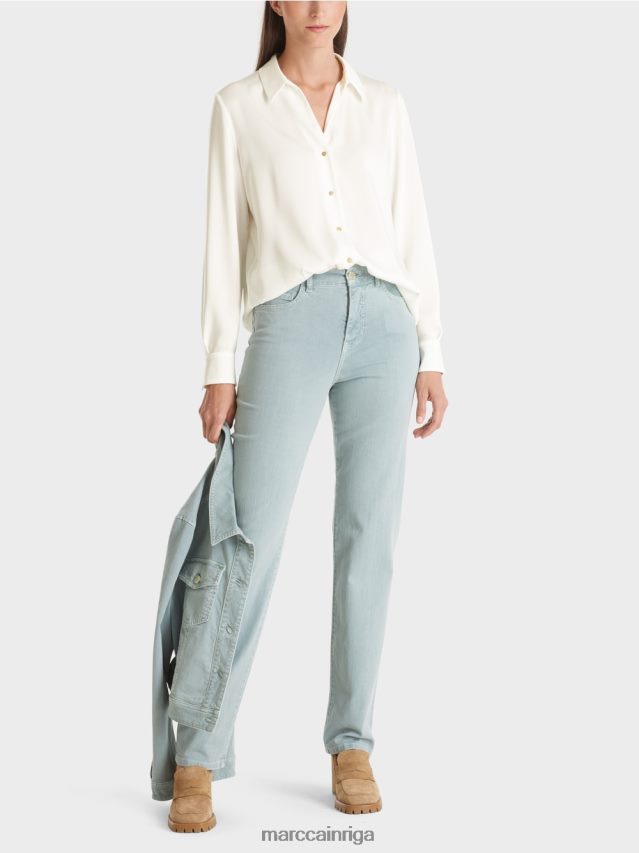 apģērbs gandrīz balts VRBHXD884 Marc Cain klasiska kreklblūze ar v-veida kakla izgriezumu