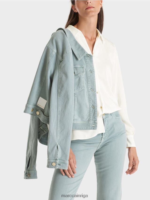 apģērbs gandrīz balts VRBHXD884 Marc Cain klasiska kreklblūze ar v-veida kakla izgriezumu