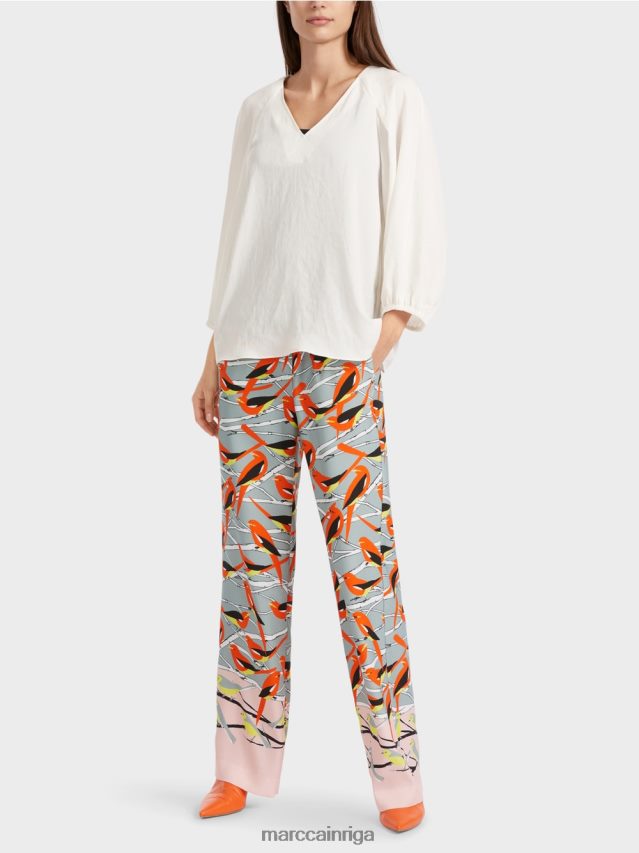 apģērbs gandrīz balts VRBHXD891 Marc Cain v-veida kakla izgriezums "pārdomājiet kopā blūzi