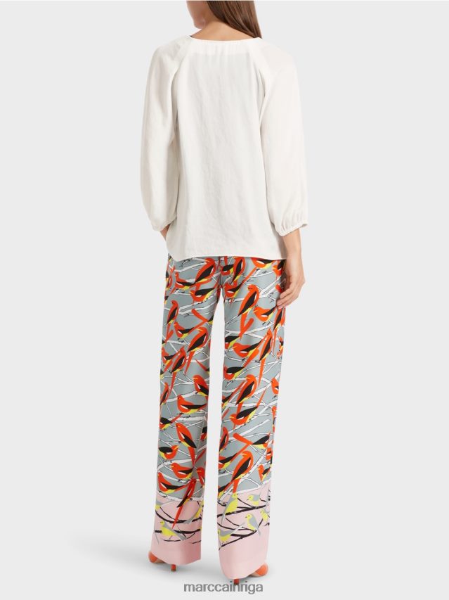 apģērbs gandrīz balts VRBHXD891 Marc Cain v-veida kakla izgriezums \"pārdomājiet kopā blūzi