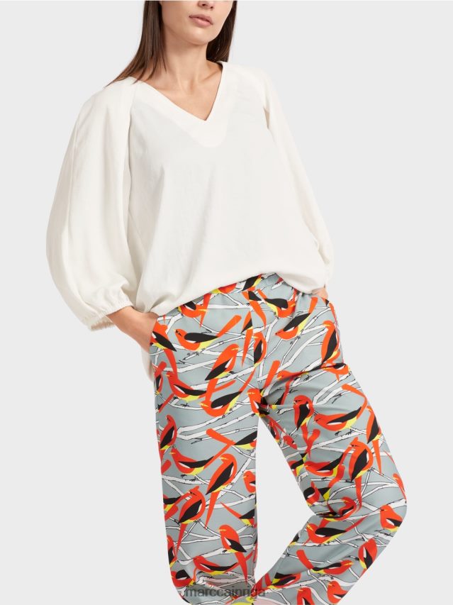 apģērbs gandrīz balts VRBHXD891 Marc Cain v-veida kakla izgriezums \"pārdomājiet kopā blūzi