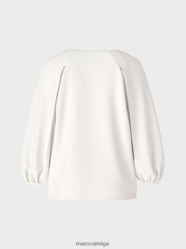 apģērbs gandrīz balts VRBHXD891 Marc Cain v-veida kakla izgriezums \"pārdomājiet kopā blūzi