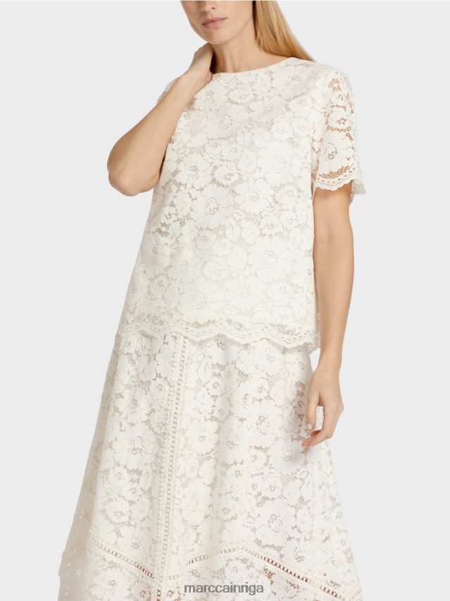 apģērbs gandrīz balts VRBHXD942 Marc Cain mežģīņu auduma blūze