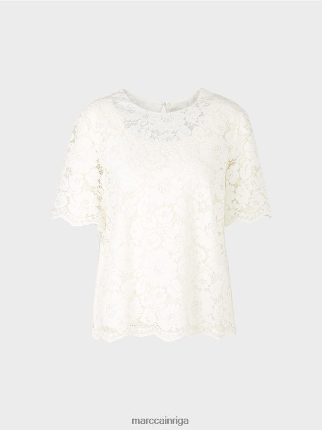 apģērbs gandrīz balts VRBHXD942 Marc Cain mežģīņu auduma blūze