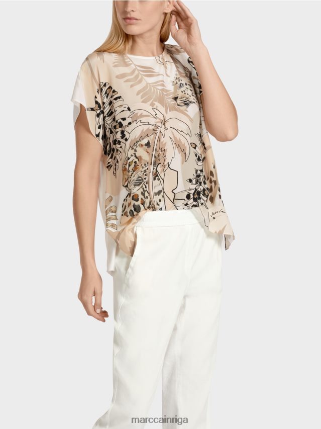 apģērbs gandrīz balts VRBHXD945 Marc Cain zīda blūze bez piedurknēm