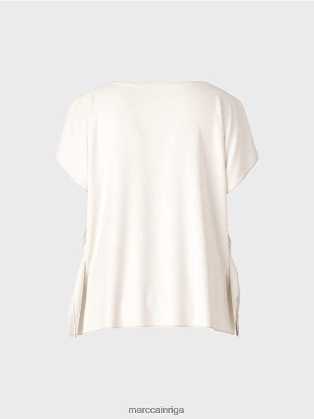 apģērbs gandrīz balts VRBHXD945 Marc Cain zīda blūze bez piedurknēm