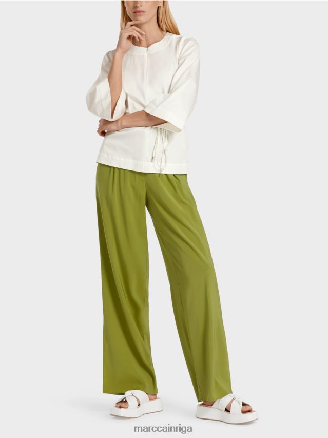 apģērbs gandrīz balts VRBHXD946 Marc Cain kokvilnas blūze ar garām piedurknēm