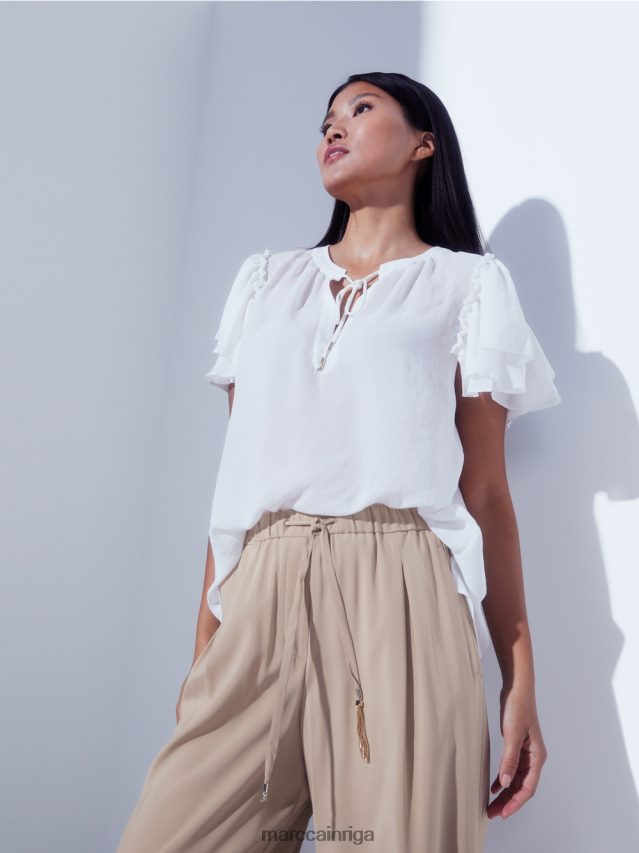 apģērbs gandrīz balts VRBHXD951 Marc Cain \"pārdomāt kopā\" ​​blūzes stila tops