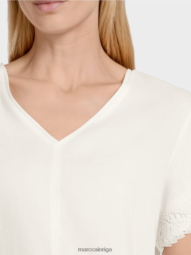 apģērbs gandrīz balts VRBHXD954 Marc Cain pieguļoša lina blūze