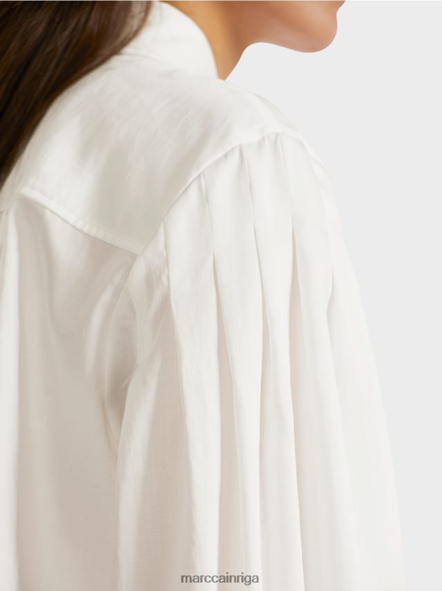 apģērbs gandrīz balts VRBHXD957 Marc Cain blūze ar plecu jūgu un krokām