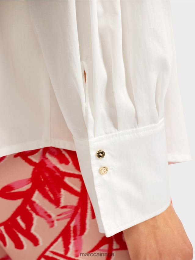 apģērbs gandrīz balts VRBHXD957 Marc Cain blūze ar plecu jūgu un krokām