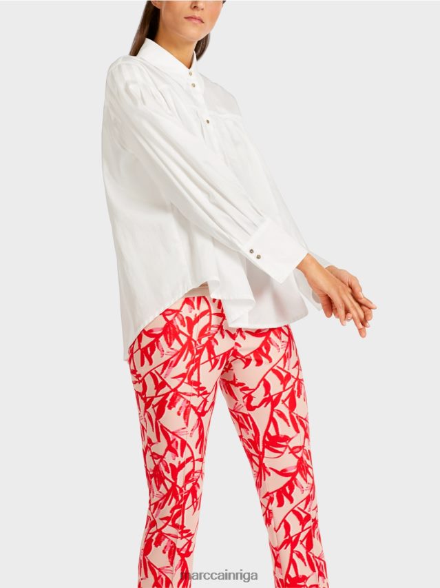 apģērbs gandrīz balts VRBHXD957 Marc Cain blūze ar plecu jūgu un krokām