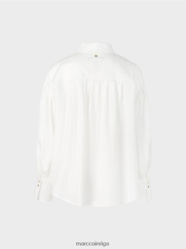 apģērbs gandrīz balts VRBHXD957 Marc Cain blūze ar plecu jūgu un krokām