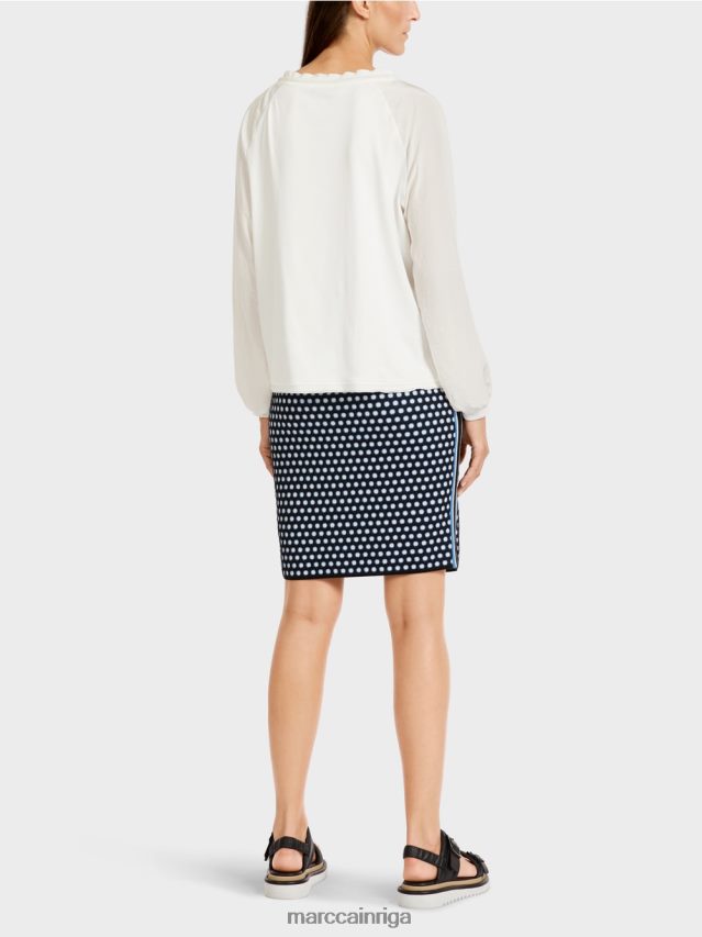 apģērbs gandrīz balts VRBHXD992 Marc Cain blūzes stila tops ar materiālu maisījumu