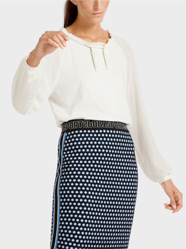 apģērbs gandrīz balts VRBHXD992 Marc Cain blūzes stila tops ar materiālu maisījumu