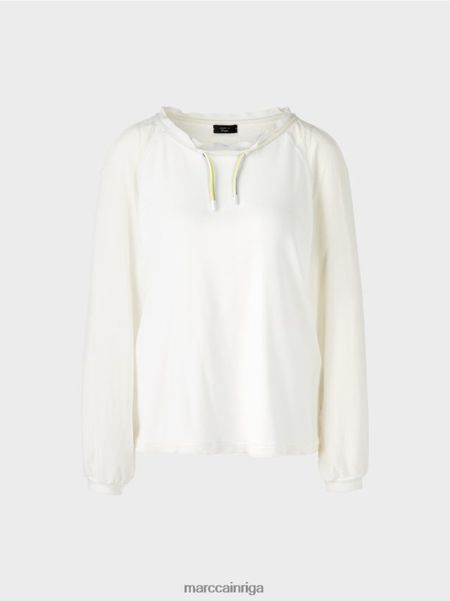 apģērbs gandrīz balts VRBHXD992 Marc Cain blūzes stila tops ar materiālu maisījumu
