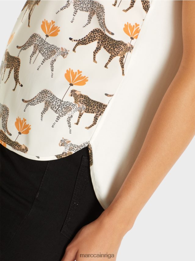 apģērbs jauna sniegbaltīte VRBHXD998 Marc Cain blūzes krekls ar leopardiem