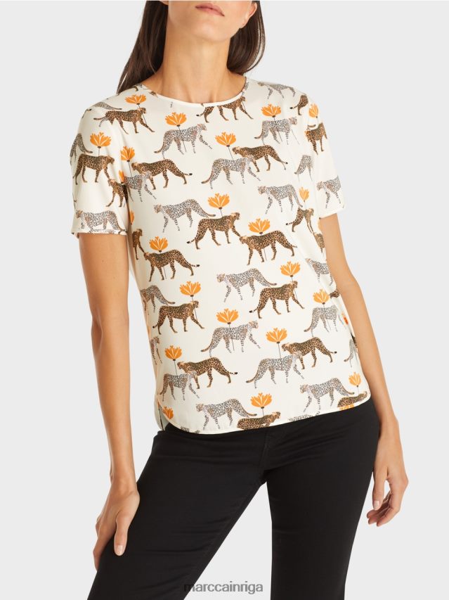 apģērbs jauna sniegbaltīte VRBHXD998 Marc Cain blūzes krekls ar leopardiem