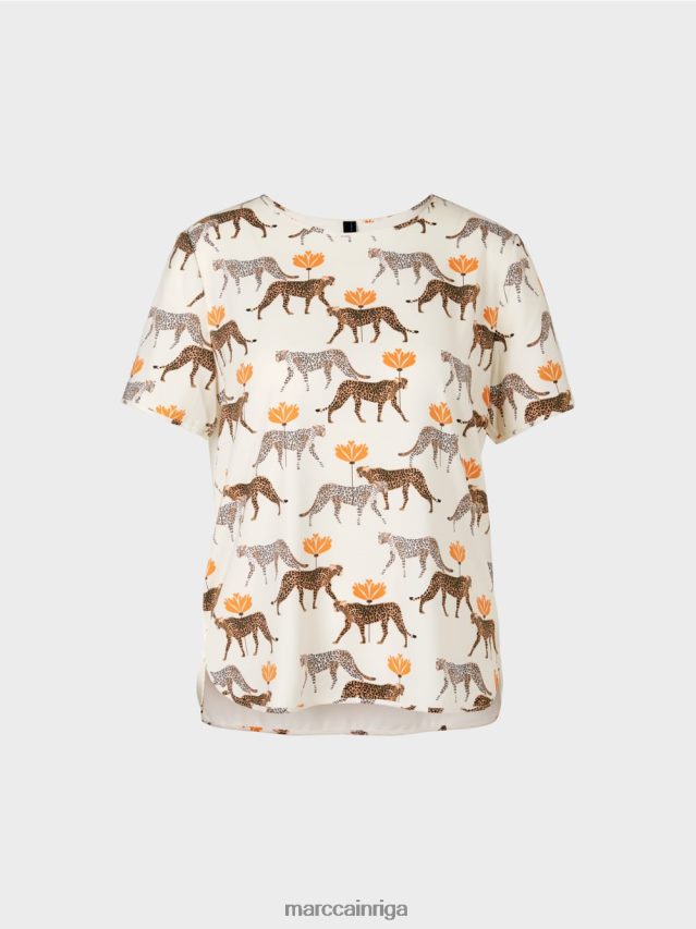 apģērbs jauna sniegbaltīte VRBHXD998 Marc Cain blūzes krekls ar leopardiem