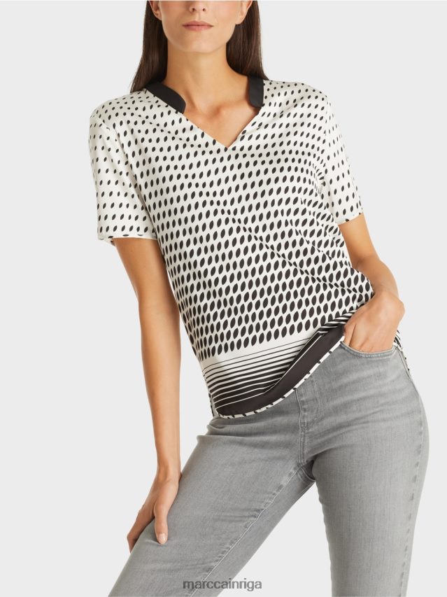 apģērbs jauns caurspīdīgs rozā VRBHXD994 Marc Cain blūzes krekls ar raksta maisījumu