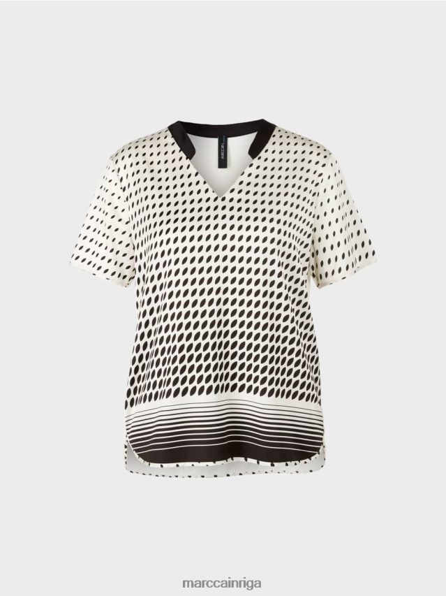 apģērbs jauns caurspīdīgs rozā VRBHXD994 Marc Cain blūzes krekls ar raksta maisījumu