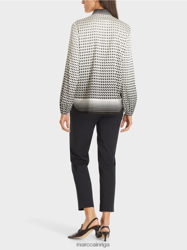 apģērbs jauns caurspīdīgs rozā VRBHXD996 Marc Cain blūze ar raksta maisījumu