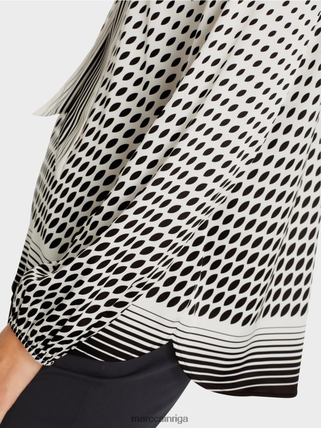 apģērbs jauns caurspīdīgs rozā VRBHXD996 Marc Cain blūze ar raksta maisījumu