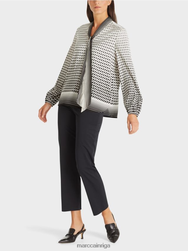 apģērbs jauns caurspīdīgs rozā VRBHXD996 Marc Cain blūze ar raksta maisījumu