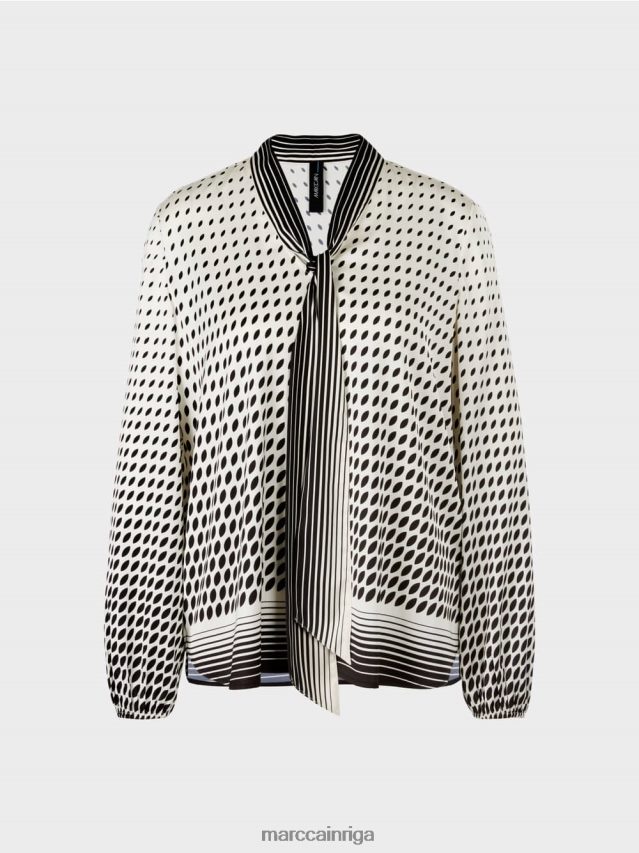 apģērbs jauns caurspīdīgs rozā VRBHXD996 Marc Cain blūze ar raksta maisījumu