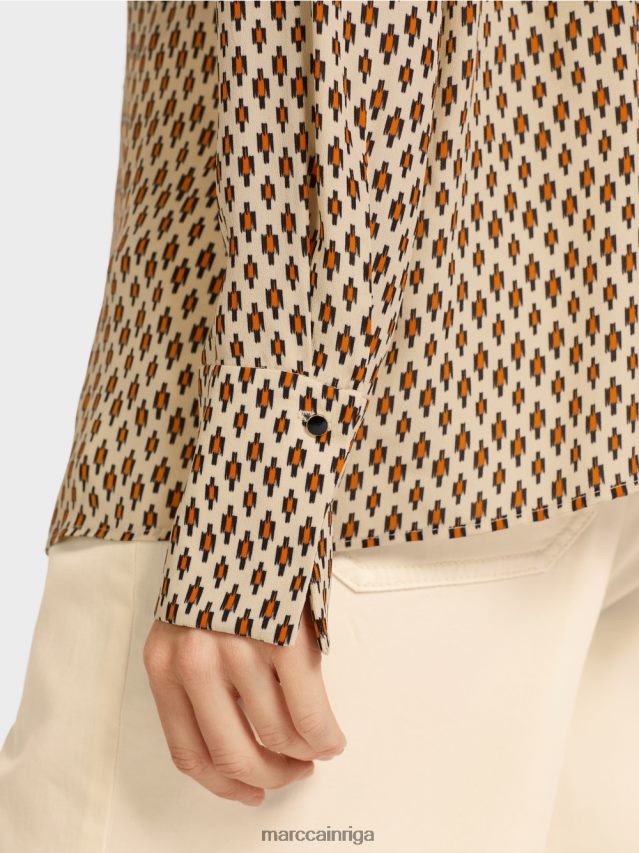 apģērbs krēms VRBHXD917 Marc Cain viskozes blūze ar visu apdruku