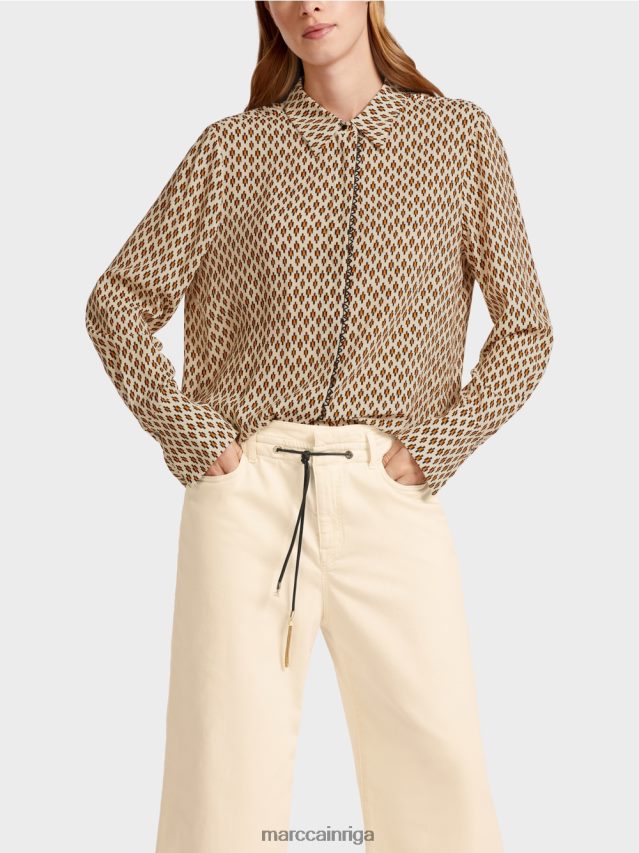 apģērbs krēms VRBHXD917 Marc Cain viskozes blūze ar visu apdruku