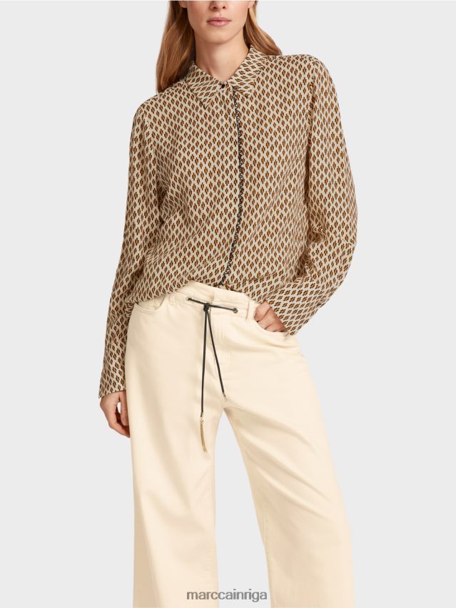 apģērbs krēms VRBHXD917 Marc Cain viskozes blūze ar visu apdruku