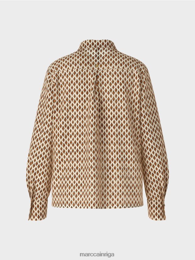 apģērbs krēms VRBHXD917 Marc Cain viskozes blūze ar visu apdruku