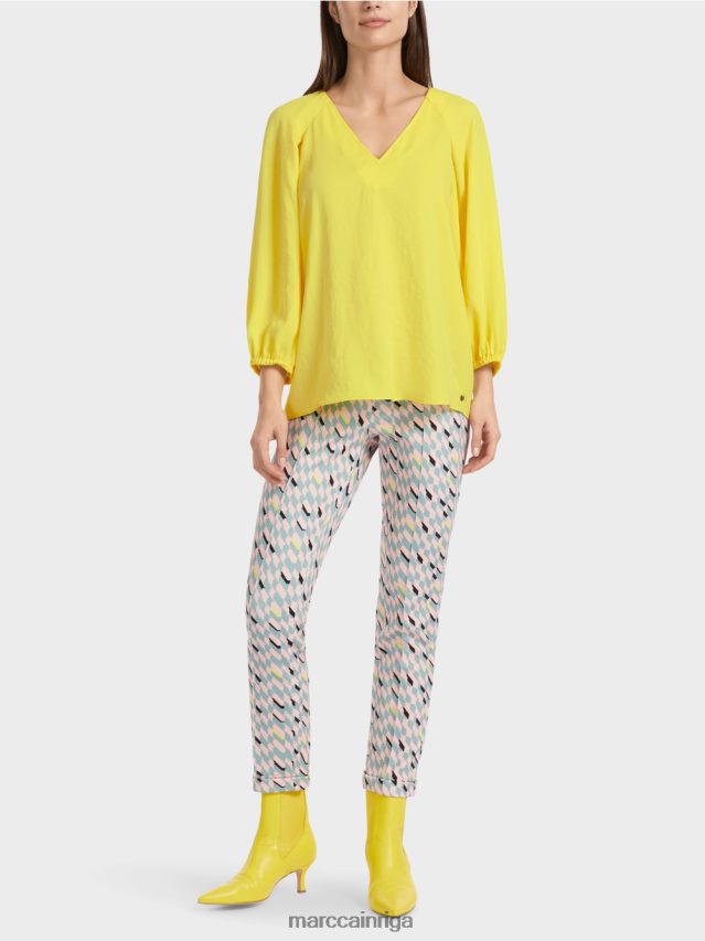 apģērbs mīksts citrons VRBHXD880 Marc Cain v-veida kakla izgriezums "pārdomājiet kopā blūzi
