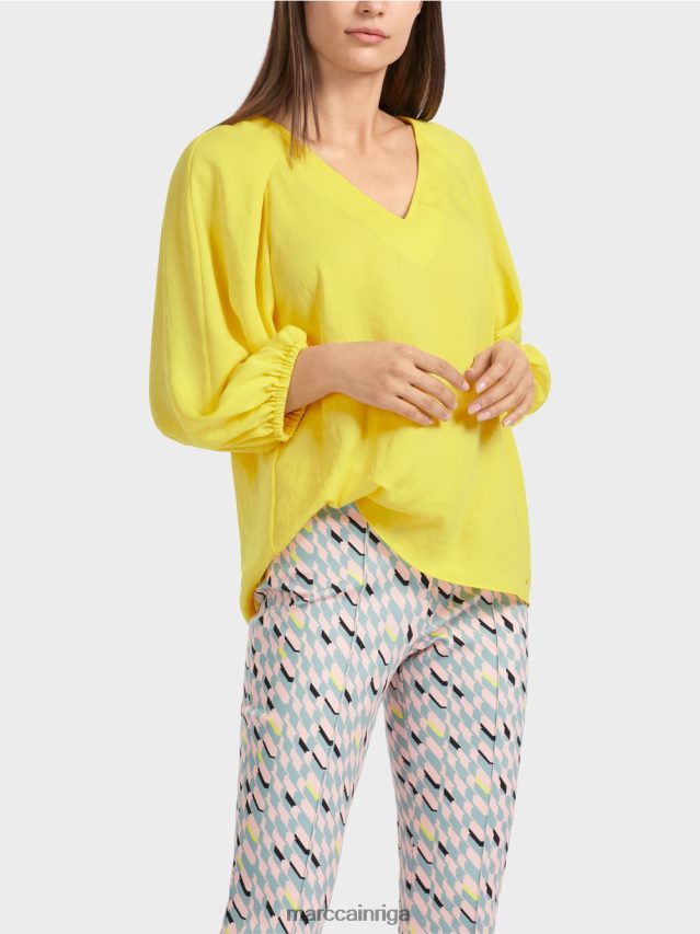 apģērbs mīksts citrons VRBHXD880 Marc Cain v-veida kakla izgriezums \"pārdomājiet kopā blūzi