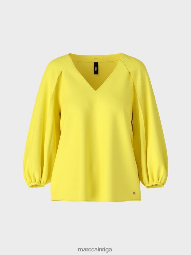 apģērbs mīksts citrons VRBHXD880 Marc Cain v-veida kakla izgriezums \"pārdomājiet kopā blūzi