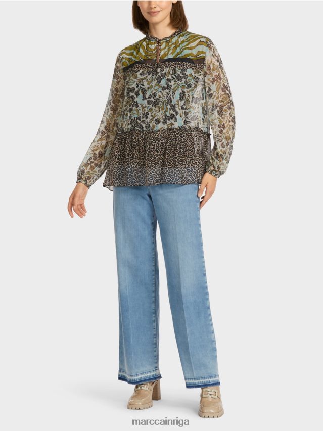 apģērbs mīksts jumta logs VRBHXD967 Marc Cain blūzes stila tops ar rakstu maisījumu