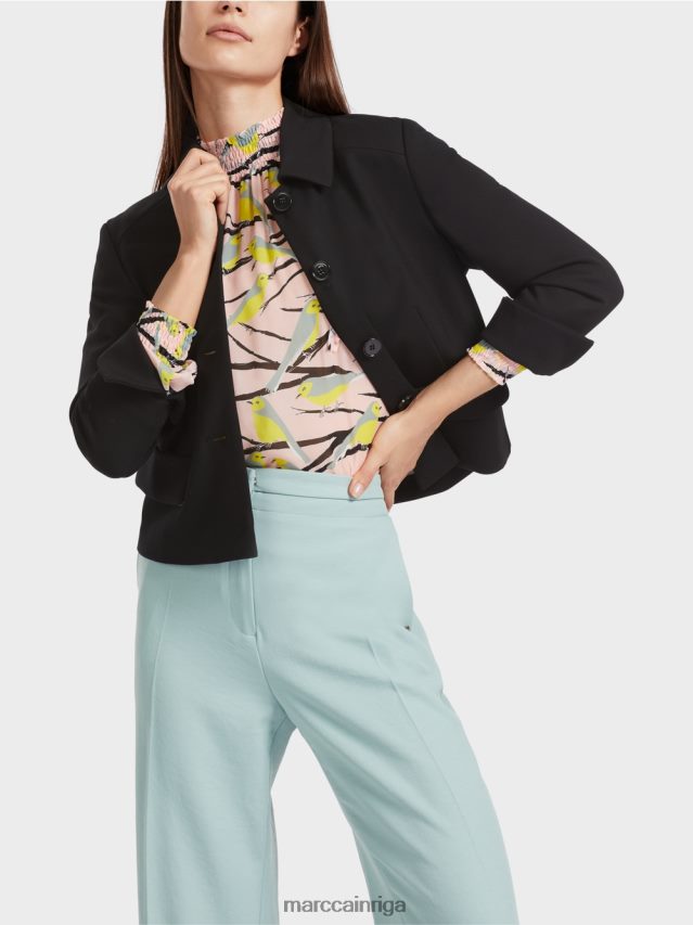 apģērbs mīksts pulveris rozā VRBHXD882 Marc Cain rotaļīga blūze ar putnu dizainu