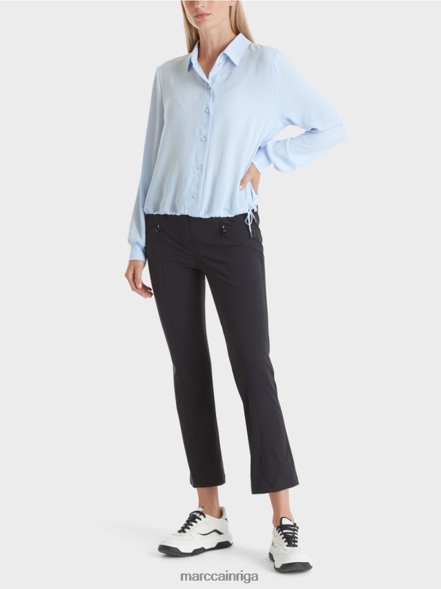 apģērbs mīksts pulveris zils VRBHXD865 Marc Cain blūze ar aukliņu