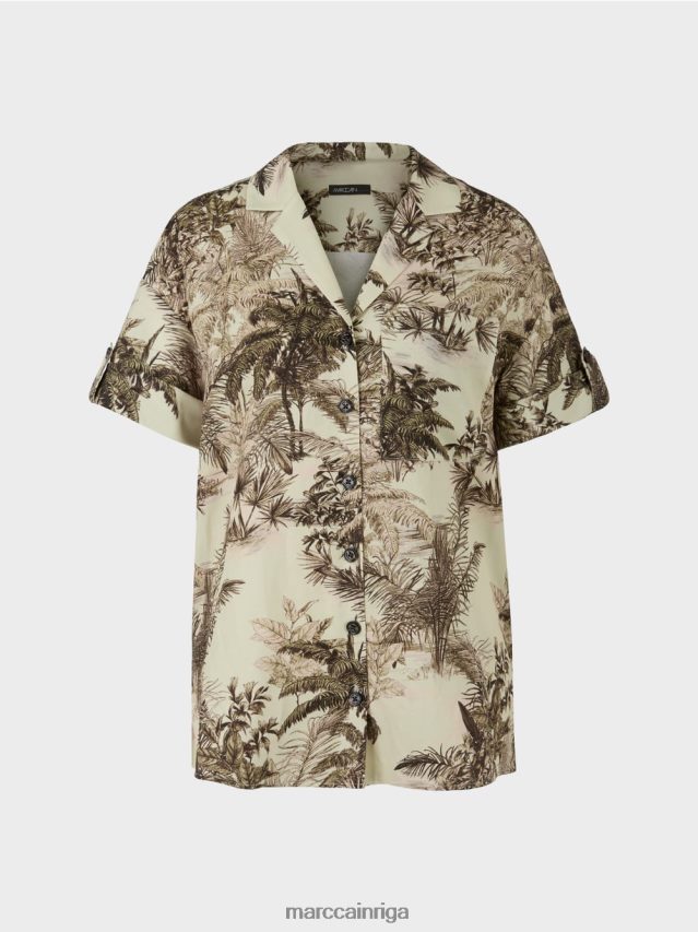 apģērbs maiga elpa VRBHXD961 Marc Cain krekla stila blūze ar plaukstas motīvu